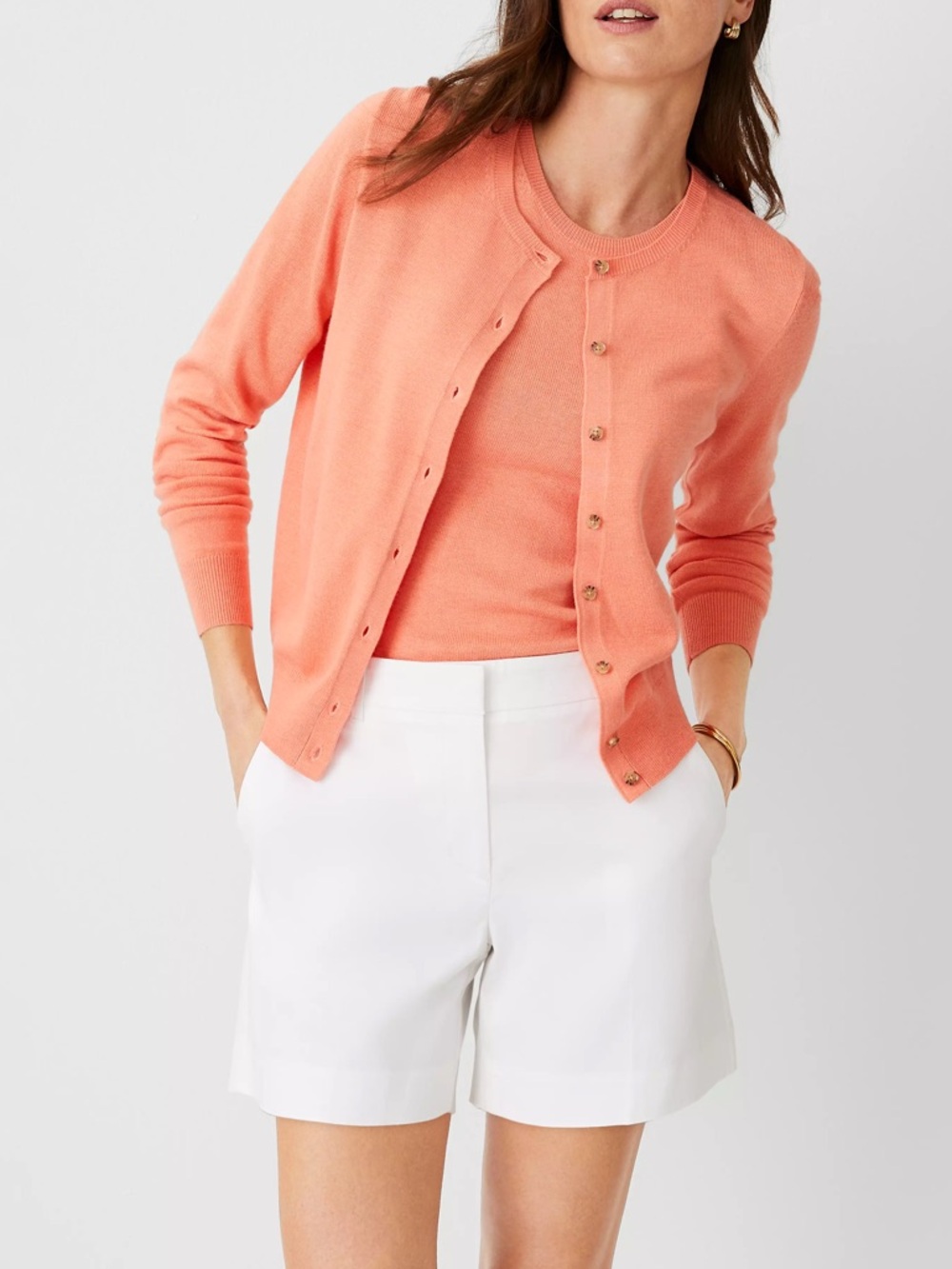 Ann Taylor White Tailored Shorts Size 0 Cotton Blend Summer Devin Fit Style EUC